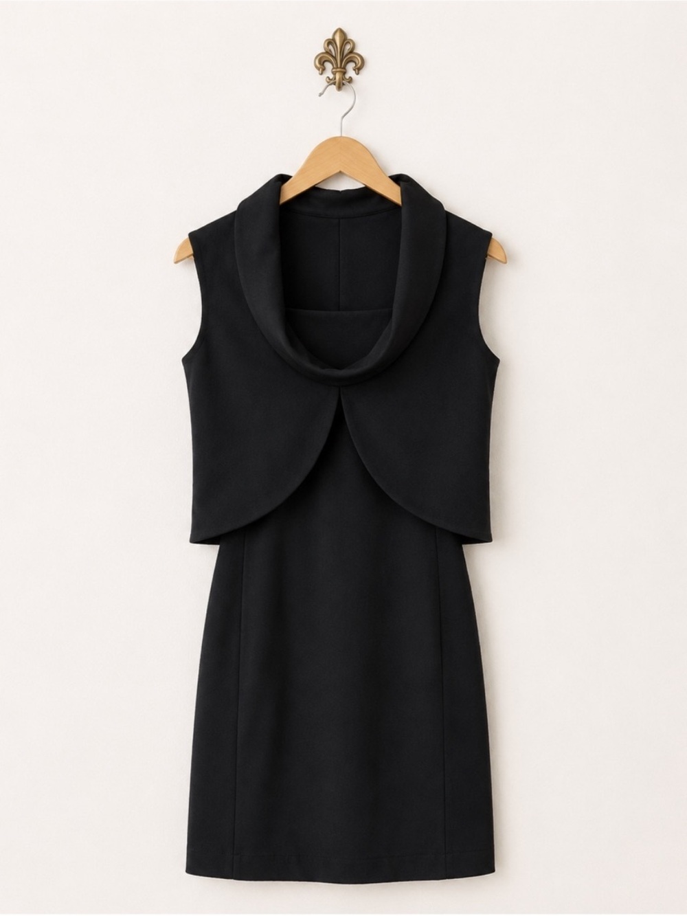 Sleeveless Black Vintage  Dress with Draped Cowl bolero style Jackie O style